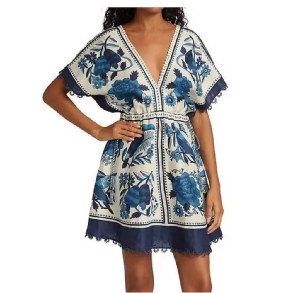 FARM Rio Blue and Navy Floral Mini Dress - Picture 3 of 13